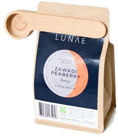 Lunae Coffee Clip Scoop, Solid Beech Wood, Bean Measuring Spoon, The 2 in 1 Gift for Coffee Lovers