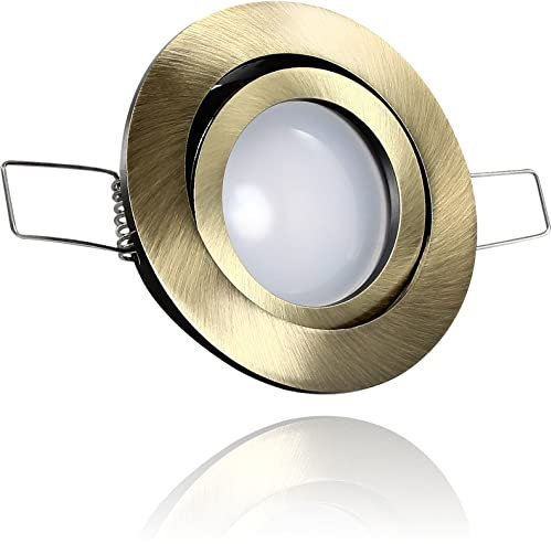 LEDFULL® Premium LED Deckenstrahler GU10 230V Spot Warmweiß 5W - Hell & Sparsam/Einbaustrahler Altmessing schwenkbar / 50W Strahler Ersatz