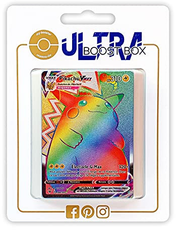 Pikachu VMAX 188/185 Geheimer Regenbogen - Ultraboost X Epée et Bouclier 4 Voltage Éclatant - Box mit 10 französisch Pokémon-Karten