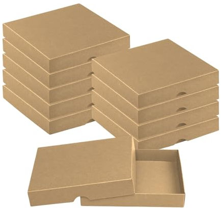 Natürlich verpacken Faltschachtel 15,5 x 15,5 x 2,5 cm, Braun, Deckel, Jade Kraftkarton - 10er Set