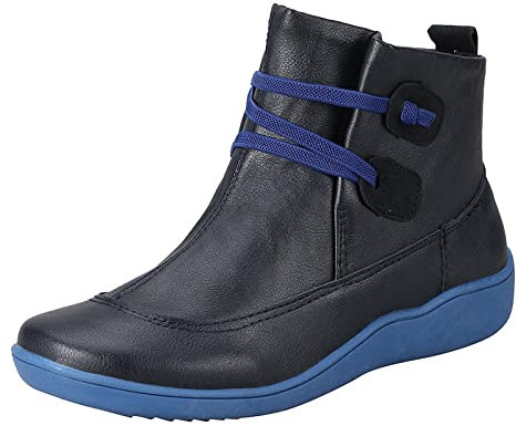 NOAGENJT Stivali Da Neve Pelo Scarpe con cerniera Stivali corti traspiranti alla moda Stivali da donna retrò da donna di colore piatto Stivaletti Zeppa