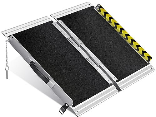 VNN Tragbare Rollstuhlrampe, 60 cm, rutschfest, Aluminium, zusammenklappbar, für Zuhause, Türen, Bordsteine, Treppen