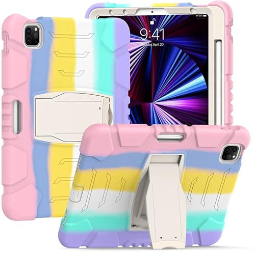 Samsung TAB A Cover di 8,4 pollici T307 con supporto, durevole, ibrida, antiurto, resistente, tre strati, custodia protettiva in silicone per tablet per bambini (polvere colorata)