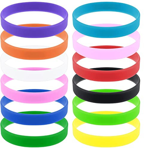 WLLHYF 12 Stück Silikon elastische Armbänder Motivationsarmbänder Einfarbige Armbandset für Herren und Damen Teenager Frauen und Männer Sportbänder