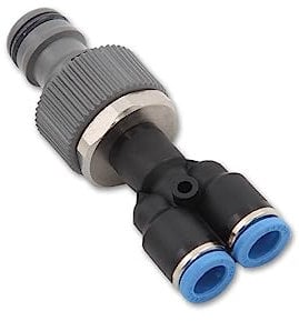 Axis Line | Y-Einschraubverbinder 1/2 Zoll | für 8mm Doppelschlauch auf Gardena - Gartenschlauch |Wasserschlauch zur Gartenbewässerung | Doppel Hahn Anschluss | für Solarreinigung mit Teleskopstange