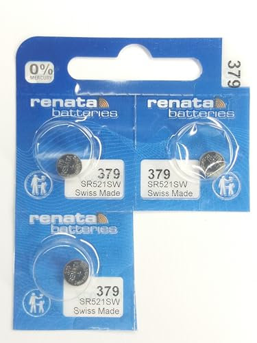 RENATA Lot de 3 Piles Bouton Silver Oxyde 379 / SR521 SW 0% Mercure