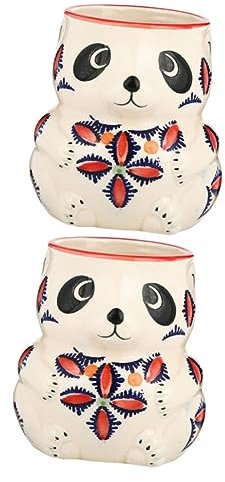 BESTonZON 2 Stk Panda-tiki-becher Kleine Sukkulentöpfe Tiki-farm-tassen Tiki-bar-tassen Hawaiianische Tassen Hawaiianischer Cocktailbecher Tiki-cocktailbecher Bargläser Keramik 3d
