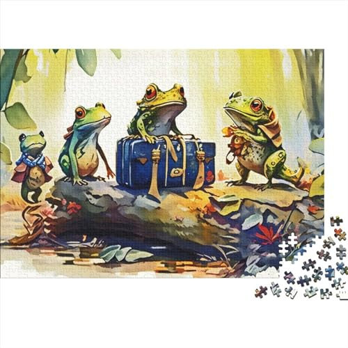 Puzzle für Erwachsene, 300 Teile, reisender Frosch, Holzpuzzle, Holzpuzzle, Geburtstagsgeschenke, Puzzle, Wanddekoration (Größe 40x28cm)