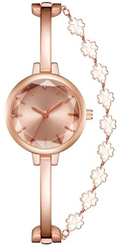 CIVO Damenuhr Roségold Edelstahl Analog Runden Uhr Damen und Armband Designer Elegant Wasserdicht Quarz Armbanduhr Einfache Minimalistic Uhren mit Armreif, Geschenke für Frauen