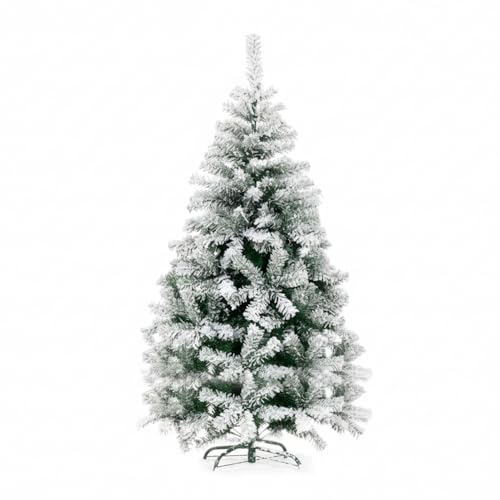 Árbol de Navidad Artificial nevado de 210 cm con 1078 Ramas, Interiores, Listo para ser Decorado con Luces y Adornos navideños con Base de Metal e injerto fácil, diámetro 110 cm