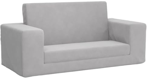vidaXL Canapé-lit Enfants 2 Places Gris Clair Peluche Douce
