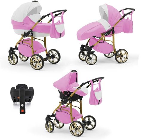 Kinderwagen-Set 5 in 1 Neo Gold inkl. Sportsitz, Autositz und Iso Base - 17 Teile - in 22 Farben