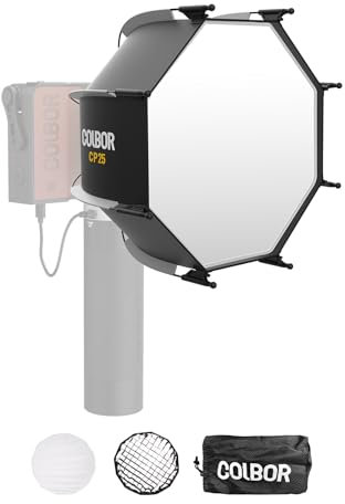 Softbox Parabolico, COLBOR CP25 25cm Softbox a Sgancio Rapido Doppio Diffusore, Griglia a nido d'ape, Compatibile con COLBOR Serie W60/W60R/W100/W100R