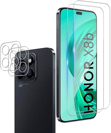 Wookfiss Vetro Temperato per Honor X8B Pellicola Protettiva(2) +Proteggi Lenti(2) Anti Graffi HD Trasparenza Protettiva Film for Honor X8B