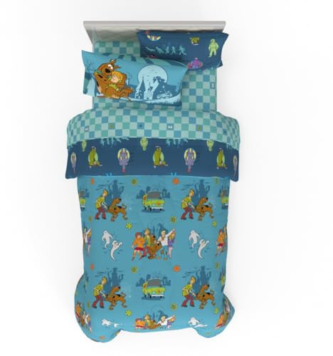 Franco Scooby DOO Scoobtober Bedding 5-teiliges superweiches Wende-Bettwäsche-Set mit Kissenbezug, Doppelbett, offizielles Lizenzprodukt