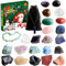 Lotvic Edelstein Adventskalender, Weihnachts Countdown Kalender, Adventskalender Kinder, Schmuck Adventskalender, Weihnacht Geschenk, Weihnacht Geschenke für Kinder und Geologie Enthusiasten (Grün)
