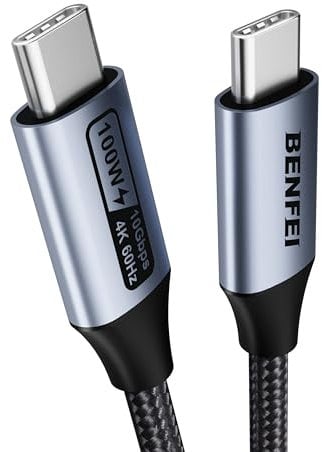 BENFEI Cavo USB C Supporta Video 4K@60Hz,100W 20V/5A PD Ricarica rapida,10Gbps Cavo USB Type C 3.2 Gen2 per iPhone 15 Plus Pro Max MacBook Pro Air iPad Pro Galaxy S24 S23 S22 S21 Ultra (0.9M)