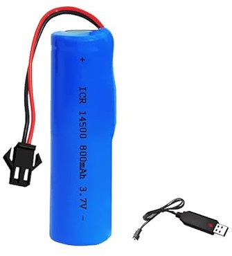 3.7V 800mAh Li-ion Battery Pack RC Replacement Rechargeable 14500 Battery Pack With SM-2P USB Charger Cable for Toys,Drone,Remote Control Car Accessory
