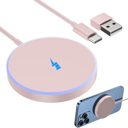 Cargador inalambrico i Phone, Cargador inalambrico Wireless Charger Compatible con i Phone 15/15 Pro/15 Plus/15 Pro Max/14/14 Pro/14 Pro Max/13/13 Pro/12 Air Pods