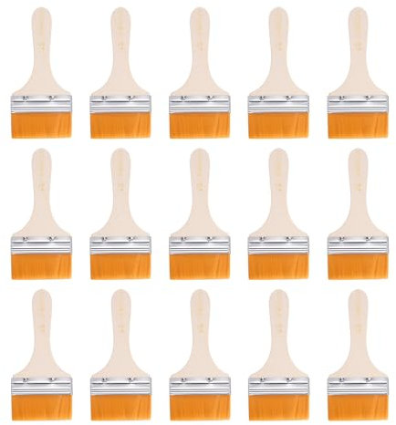 sourcing map 15pcs Paint Brushes 3 Paint Brush Nylon Flat Wall Paint Brush Soft Bristle with Wood Handle for Painting DIY Latex Paints Furniture Cabinets Fences, Orange
