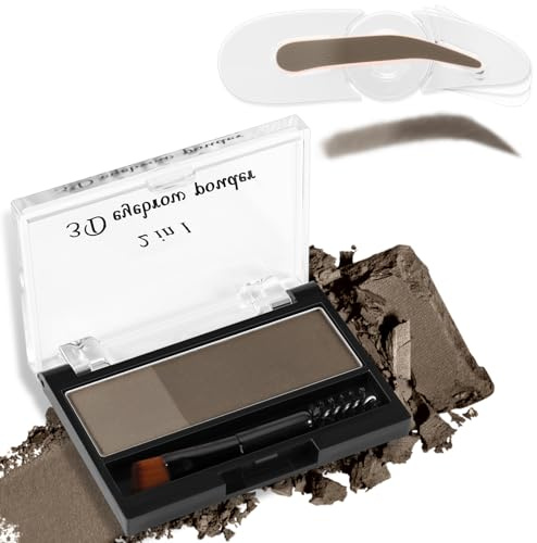 Boobeen Zweifarbiger Augenbrauenpuder mit Augenbrauensiegelstempel, Wasserfestes Natur Augenbrauen-Makeup, Augenbrauendefinierpuder Augenbrauenfüller zum Formen perfekter Brauen