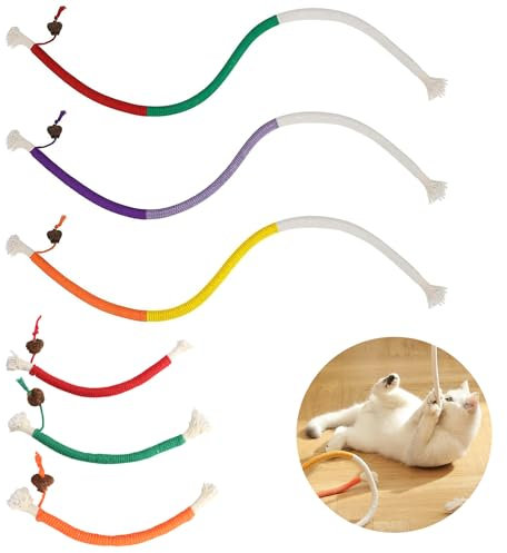 6 x Catnip Toys for Cats, Catnip Bite Rope Teething Toys for Indoor Kittens, Interactive Cat Chew Toy for Teeth Cleaning & Stress Release, 27.5/7.8
