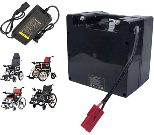 JHKJ 24V 10Ah 20Ah 30Ah Lithium-Ionen-Akku 24V 40Ah 50Ah 60Ah Akku für Elektrorollstühle 24V 70Ah Akku für Heckmontage für Rollstühle mit Ladegerät für 200W–1700W Motorkits,24v12ah