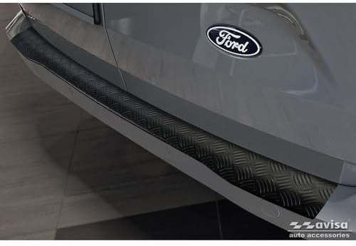 Avisa Matt-Schwarz Aluminium Heckstoßstangenschutz kompatibel mit Ford Transit Custom & Tourneo Custom (V710) 2023- / Volkswagen Transporter T7 2024- 'Riffled Plate', Mattschwarz