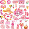 SUNBEAUTY 36 Stück Hawaii Foto Requisiten Rosa Flamingos Photo Booth Props für Sommer Party Dekoration Geburtstag Dekorationen Poolparty