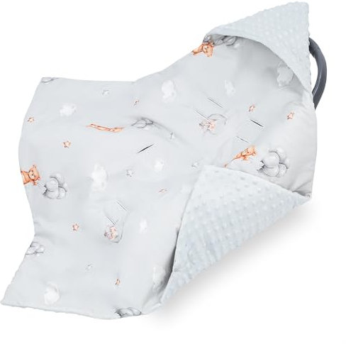 Einschlagdecke Babyschale Baby Decke 90x90 cm - Fußsack Blanket für Kinderwagen und Autositz Ganzjahres für Neugeborenen und Kleinkinder Einschlagsdecken für 3 und 5 Punkt Gurt Minky Oeko-Tex