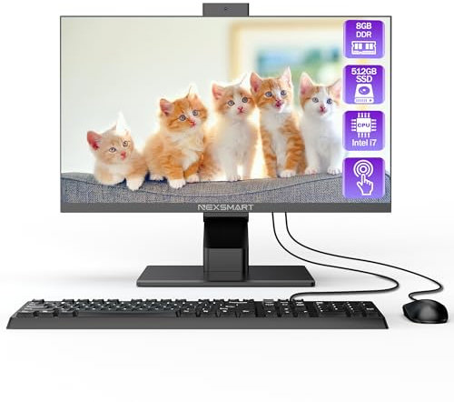All-in-one PC Touch screen Core i7 (Up to 3.8GHz) 23.8'' FHD All-in-one Desktop Computer Touchscreen 8GB RAM 512GB SSD Pop-up Webcam Dual Band WiFi Blutooth 4.2 Adjustable Screen Angle from -3° to 60°