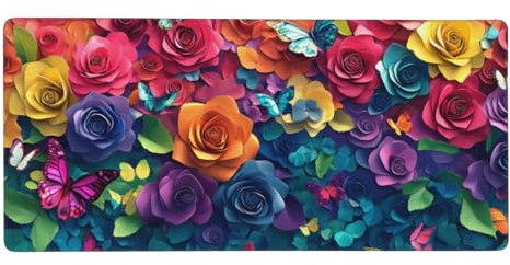 Coloré Tapis de Souris Gamer, 1000X500MM XXL Gaming Tapis de Souris Fleur sous Main Bureau à Bords Cousus, Mouse Pad Gaming Accessoire Vitesse et la précision Améliorées pour Gamer, 100X50CM-25