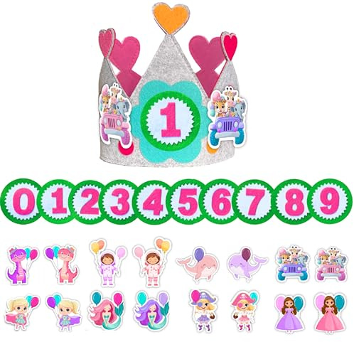 MAXI NONA MAXINONA.COM Geburtstagskrone mit Zahlen von 1 bis 9 für Kindergeburtstage und Partys