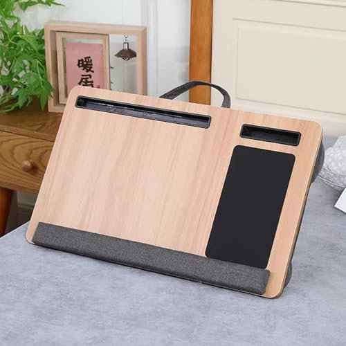 UUE Wood Laptopkissen, Laptop Unterlage Ständer bis zu 17,3 Zoll - Knietablett mit Kissen für Bequeme Arbeit im Bett oder auf dem Sofa - Laptop Kissen Schoß für Homeoffice, Lernen und Entspannung