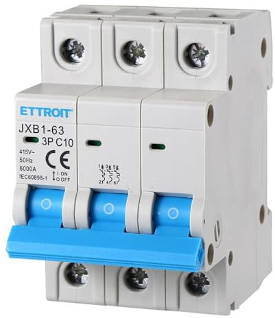 380V 10A C10 INTERRUTTORE MAGNETOTERMICO 415V AC, TRIFASE, OCCUPA 3 MODULI GUIDA DIN, 3P 3 POLI, 6KA 6000 AMPERE, INTERRUTTORE DI CIRCUITO