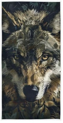 GAIREG Braun-Grüner Wolf Handtücher, weiche Handtücher für Hand, Gesicht, Haare, Yoga, Küche, Bad, 38,1 x 76,2 cm