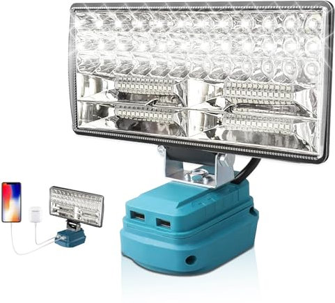 90W Cordless led Work Light for Makita 18V Batteries,Portable makita Torch for Makita with 2 USB Charging Ports,Floodlight for Maintenance/Outdoor Camping/Fishing/Emergency (Green)