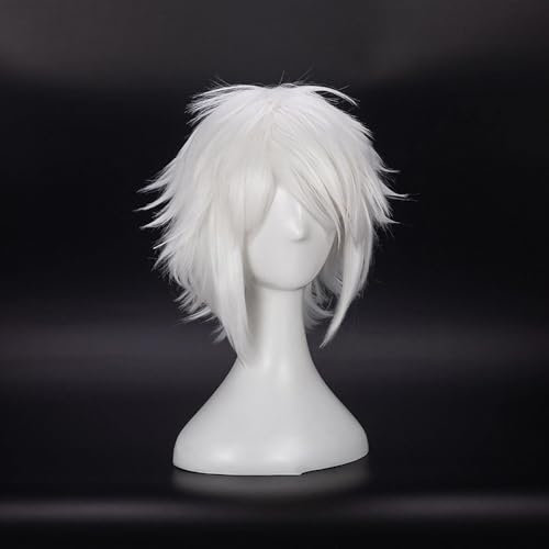 Anime Cosplay Perücken Für Tokyo Ghoul Juzo Suzuya Juuzou Kurzes Reines Weißes Hitzebeständiges Synthetisches Haar Mit 5 Roten Haarnadeln