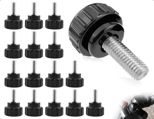 Emezddo 15 vis moletées, vis à oreilles en acier carbone, boulons à poignée ronde, écrous de serrage à tête ronde, pour appareils mécaniques et projets de bricolage (M4 x 10 mm, noir)