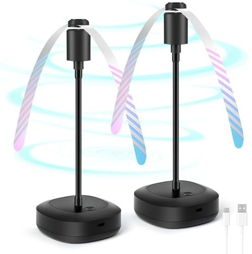 Fancysky 2 Pièces Anti Mouche, Anti Mouche Interieur et Extérieur, Ventilateur Anti Mouche, Ventilateur Anti Moustique Ventilateur Anti Mouche de Table, Pliable et Suspendu (Noir B-USB)