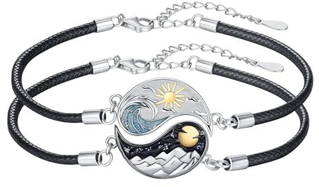 OHAYOO Yin Yang Partnerarmbänder aus 925 Sterling Silber – Symbol für ewige Verbindung | Matching Armbänder für Paare & beste Freunde