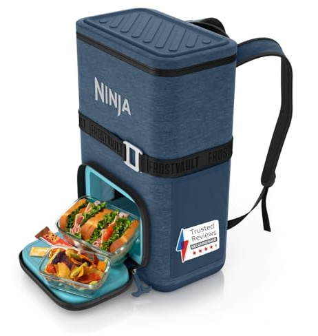 Ninja FrostVault Go 17 Litre 24-Can Backpack Outdoor Soft Cooler with Cold Dry Zone, Keeps ice for up to 24 Hours, Navy FF124EUUKNV