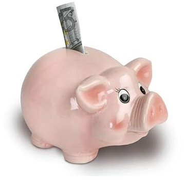 Rosa Sparschwein glasiert | Mittlere Größe | Süßes Sparschwein für Münzen & Scheine | Edle Spardose | Dekoratives Geschenk | Sparen mit Stil | Robust, rutschfest, aus Keramik | 11,5 x 18,5 cm