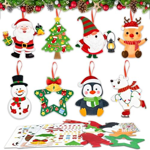 Happirra Bastelset Weihnachten Deko, 8 Stück Weihnachtsbasteln, Anhänger Basteln Weihnachten, DIY Mix & Match Bastelsets, Festliche Kreativsets zum Basteln und Christbaumschmuck