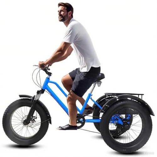 Kcolic Fat Tire Dreiräder Mit Korb Für Erwachsene, 3 Rad Cruise Fahrräder, 20 Zoll 7-Gang, Carbon Stahlrahmen, Übungsdreiräder Für Herren Und Damen A,20in7