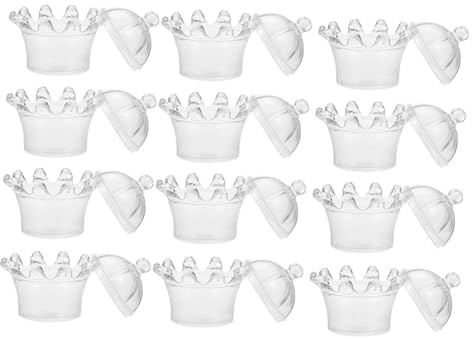 GARIOUANS 12 piezas Caja Transparente para Dulces y Chuches Contenedor Decorativo con Tapa Sellable para Comuniones y Mesas Dulces