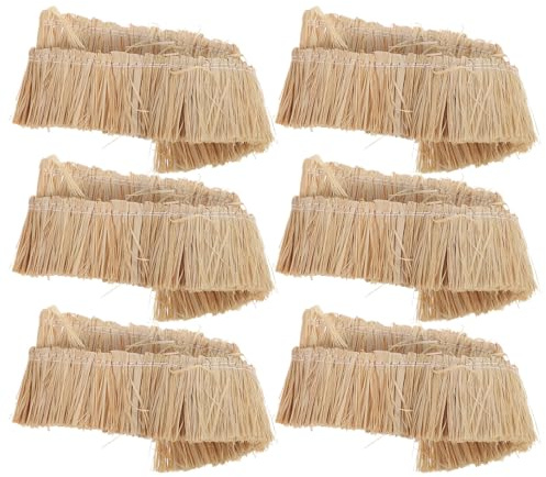 WRITWAA Künstliches Strohdach Modellhausdach 6 Stück Raffia Gras
