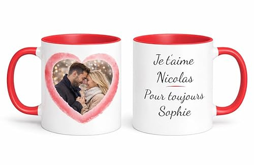 Mug personnalisé avec photo et message – Cadeau couple et Saint-Valentin – Mug amour en céramique personnalisable pour amoureux
