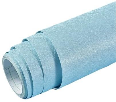 SUBLXPoten Selbstklebende Isolier-Tapetenrolle 40cm Seide Einfarbig Selbst-klebe Tapete Wohnzimmer Schlafzimmer Hintergrund Wand Feuchtigkeit-beweis(Light blue,40cmX5m)