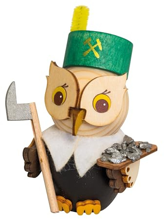Kuhnert - Dekoration/Holzfigur - Mini Eule Bergmann - Größe: ca. 7 cm - Material: massives Fichtenholz - Made in Germany